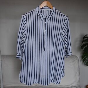 Black & White Striped Blouse 3/4 Sleeve Encuentro Size EU 42